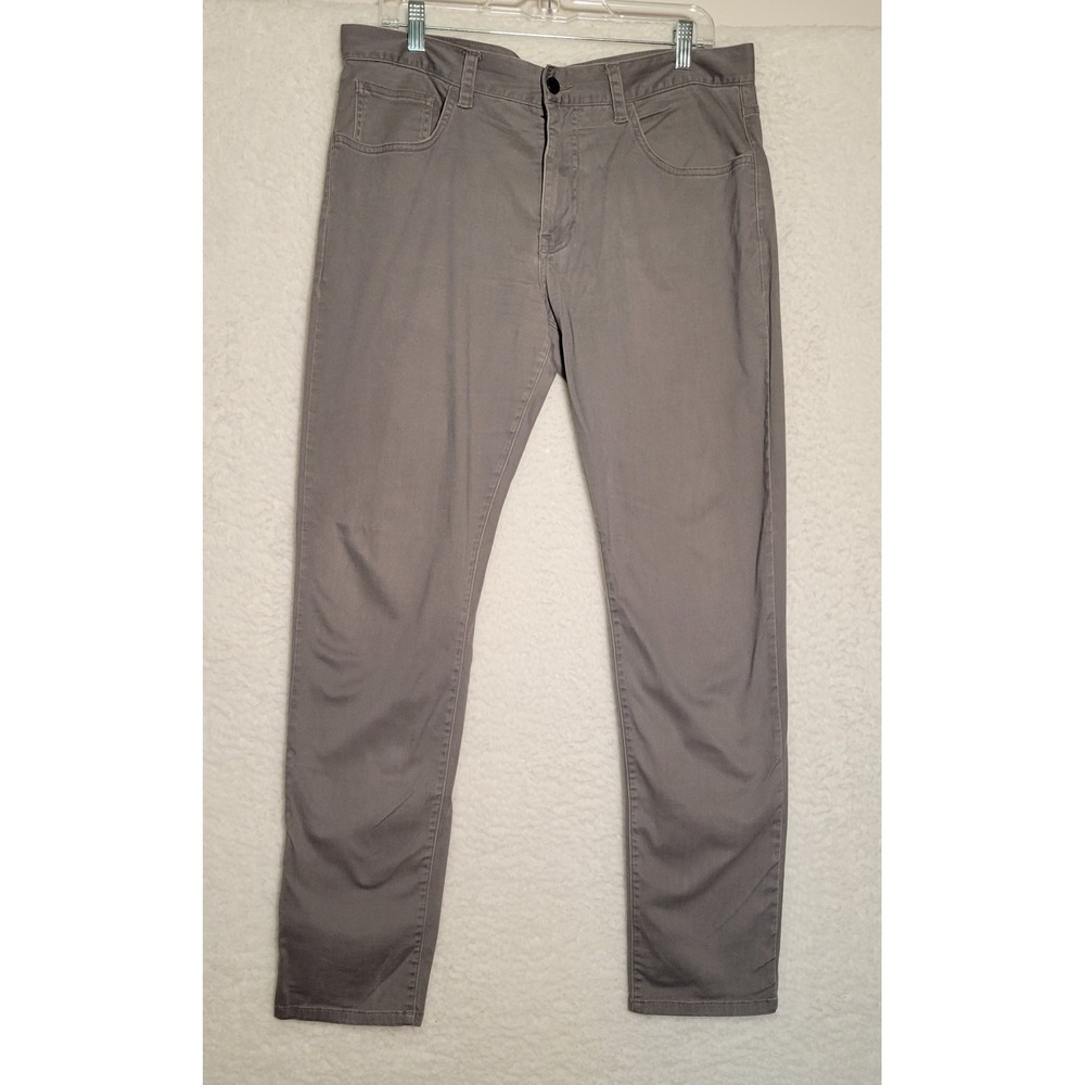 Ben Sherman Chino Pants Mens 33X32 Gray Slim Fit Stretch Button Zip 0498‎